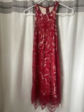 Express Crimson Lace Sleeveless Dress